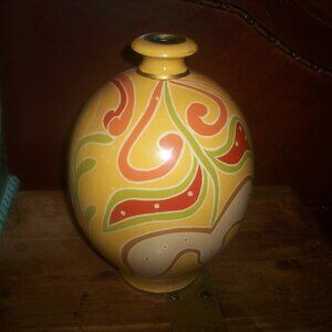 Jill Rosenwald Toyo Next Yellow Organic Swirl Mod Vase Collectable Item, flawed